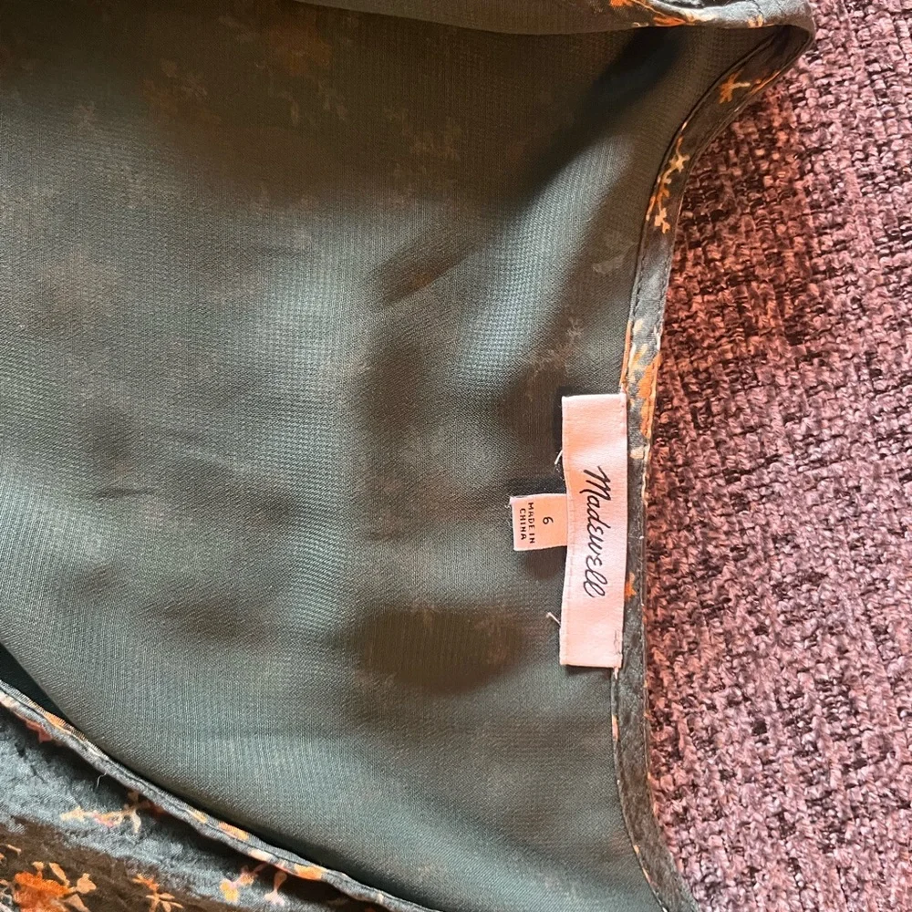 Madewell Green Floral Puff Sleeve Blouse